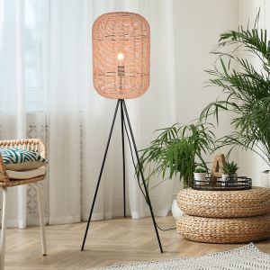 Sort trebenet gulvlampe modern, Elham, med brytare