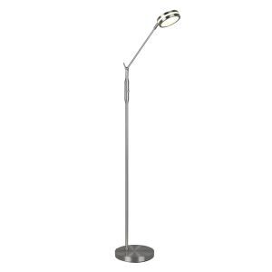 Nikkel læselampe gulv modern, Marjon, 6W, varm til kold hvid justerbar LED, med beröringsdimmer