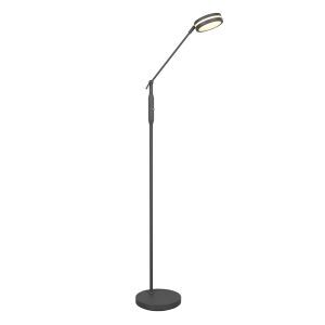 Antracit læselampe gulv modern, Marjon, 6W, varm til kold hvid justerbar LED, med beröringsdimmer