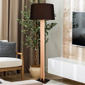Sort gulv lampe modern, Radia, 3000K LED, med beröringsdimmer