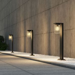 Sort udendørslampe gulvlampe med skumringssensor modern, Yves, IP44