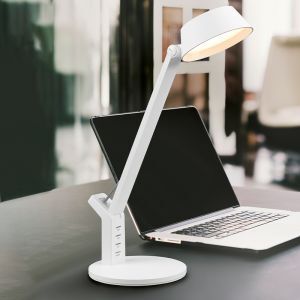 Hvid skrivebordslampe modern, Lindi, 5W, varm til kold hvid justerbar LED, med beröringsdimmer
