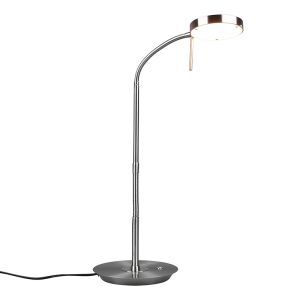 Nikkel bordlampe modern, Bilge, 12W, justerbar lysfarve LED, med brytare