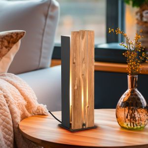 Rustik bordlampe træ, Karijn, med brytare