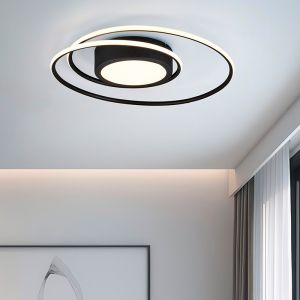 Sort plafond modern, Elysa, 56W, varm til kold hvid justerbar LED, med fjärrkontroll