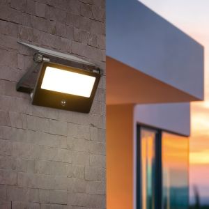 Sort udendørs væglampe solcelle modern, Mihriban, 10W, white switch LED, IP54