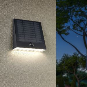 Sort udendørs væglampe solcelle modern, Pontus, 6W, 4000K LED, IP44