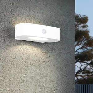 Hvid udendørs væglampe solcelle modern, Pytsje, 6W, 4000K LED, IP44, med brytare