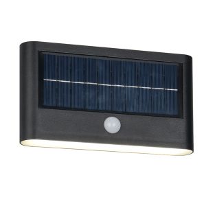 Sort udendørs væglampe solcelle modern, Nefise, 8W, 4000K LED, IP44