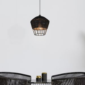 Rattan pendler lampe sort, Mirne