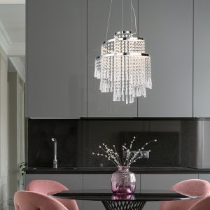 Krom lysekrone design, Sjon, 30W, varm til kold hvid justerbar LED, 3 trins lysdæmper