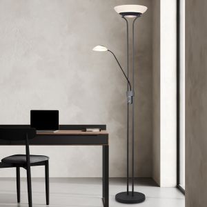 Sort læselampe gulv modern, Fredrika, 27W, 3000K LED, med beröringsdimmer