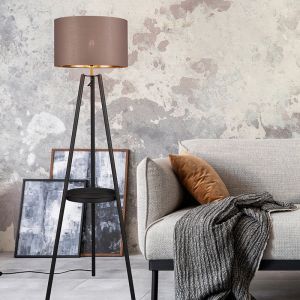 Taupe trebenet gulvlampe modern, Wendel, med brytare