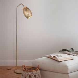 Brun gulv lampe modern, Delana, med brytare