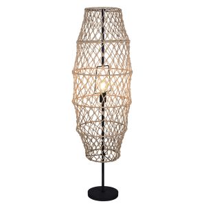 Brun gulv lampe rustik, Liduina, med brytare