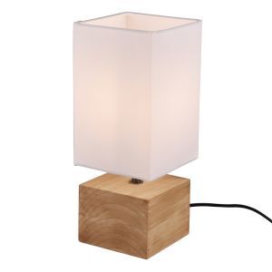 Træ bordlampe brun, Job, med brytare