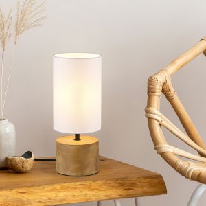 Træ bordlampe brun, Job, med brytare