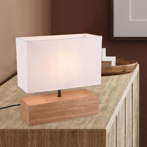 Træ bordlampe brun, Job, med brytare