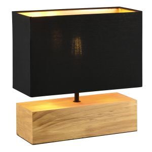 Træ bordlampe brun, Job, med brytare