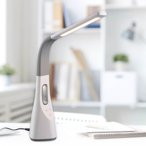 Hvid skrivebordslampe modern, Zuris, 5W, varm til kold hvid justerbar LED, med beröringsdimmer