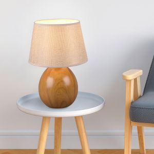 Keramik bordlampe beige, Yet, med brytare