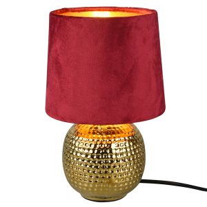 Keramik bordlampe guld, Jorre, med brytare