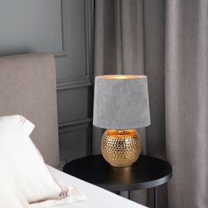 Keramik bordlampe guld, Jorre, med brytare
