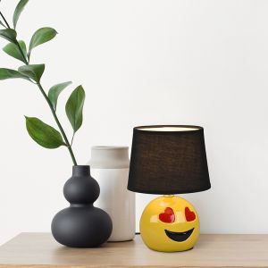 Sort bordlampe til børneværelse modern, Smiley, med brytare