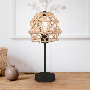 Brun bordlampe rustik, Liduina, med brytare
