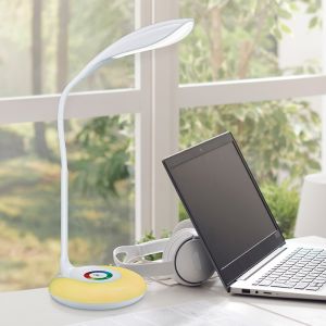 Hvid skrivebordslampe modern, Zetan, 3W, RGBW LED, med beröringsdimmer