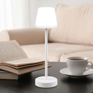 Hvid genopladelige bordlampe plast, Suman, 2W, varm til kold hvid justerbar LED, IP44, med beröringsdimmer