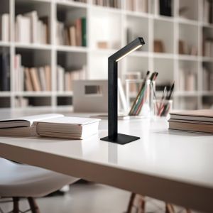 Sort genopladelige bordlampe modern, Reijer, 2W, 3000K LED, med beröringsdimmer