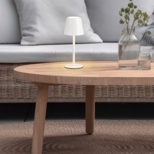 Hvid genopladelige bordlampe metal, Priya, 1,6W, varm til kold hvid justerbar LED, 3 trins lysdæmper