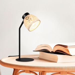 Rattan bordlampe brun, Laut, med brytare