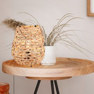 Rattan bordlampe brun, Lycke, med brytare