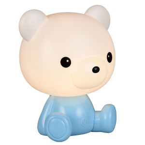 Blå bordlampe til børneværelse plast, Lumibear, 0,3W, RGB LED, med brytare