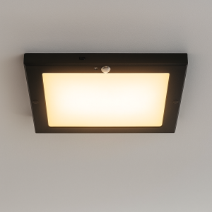 Plast loftslampe med sensor sort, Luan, 18W, 3000K LED