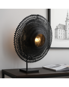 Rattan bordlampe sort, Cordoba, med brytare
