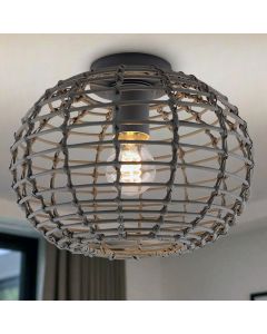Rattan loftlampe grå, Roza
