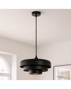 Modern pendler lampe sort, Meredith