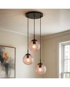 Retro pendler lampe lyserød, Rifka