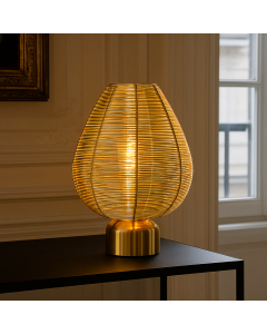 Modern bordlampe messing, Lesly, med brytare