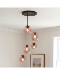Modern pendler lampe lyserød, Caia