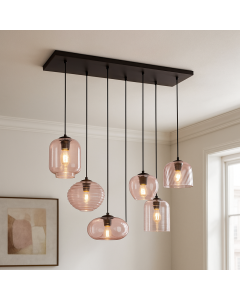 Modern pendler lampe lyserød, Caia