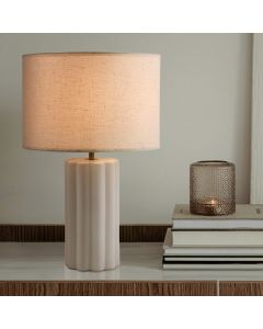 Rustik bordlampe hvid, Juno, med brytare
