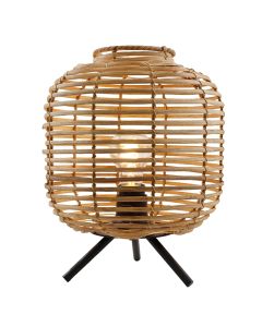 Rattan bordlampe brun, Pinar, med brytare