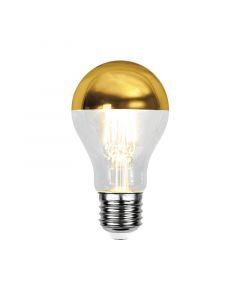 Dimmbare E27 topforspejlet pære Malik, guld, A60, 4,8W, 2700K, IP44