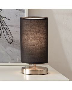 Stof bordlampe sort, Merinde, med brytare