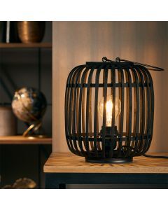Træ bordlampe sort, Brain