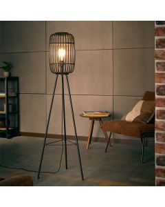 Træ gulv lampe sort, Brain